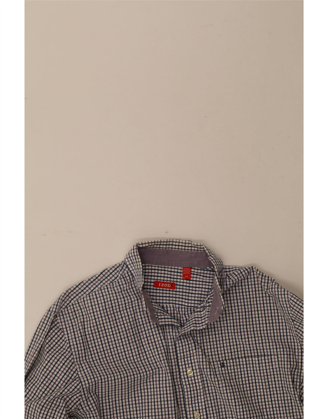 IZOD Mens Shirt Large Purple Check Cotton Vintage Izod and Second-Hand Izod from Messina Hembry 