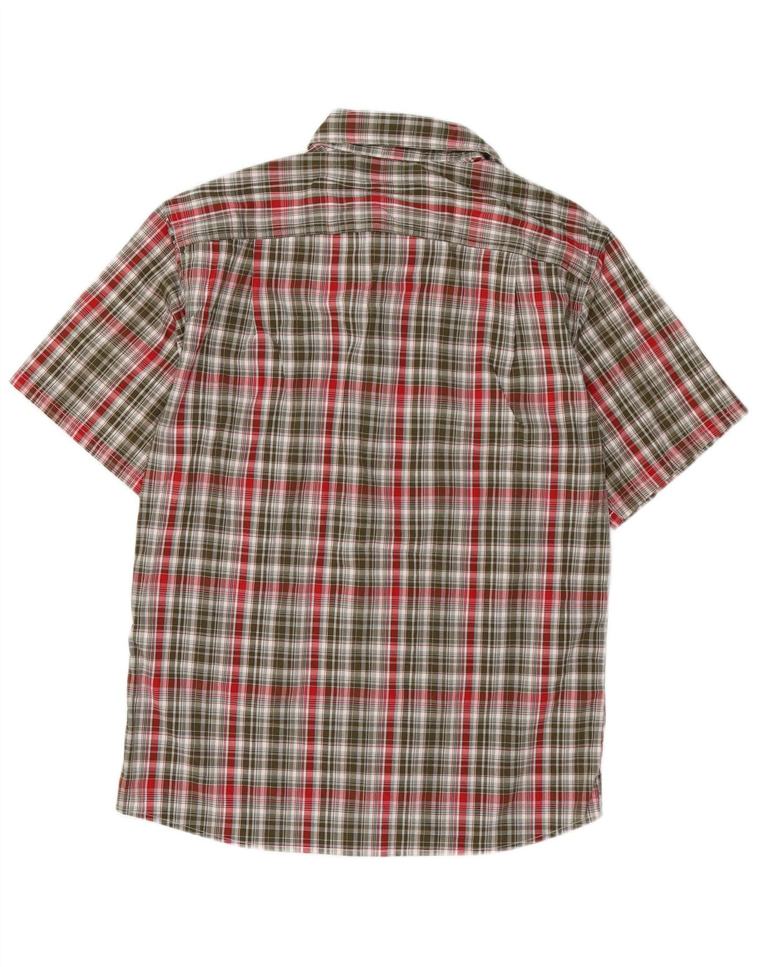 EDDIE BAUER Camisa masculina de manga curta, poliéster xadrez médio cáqui