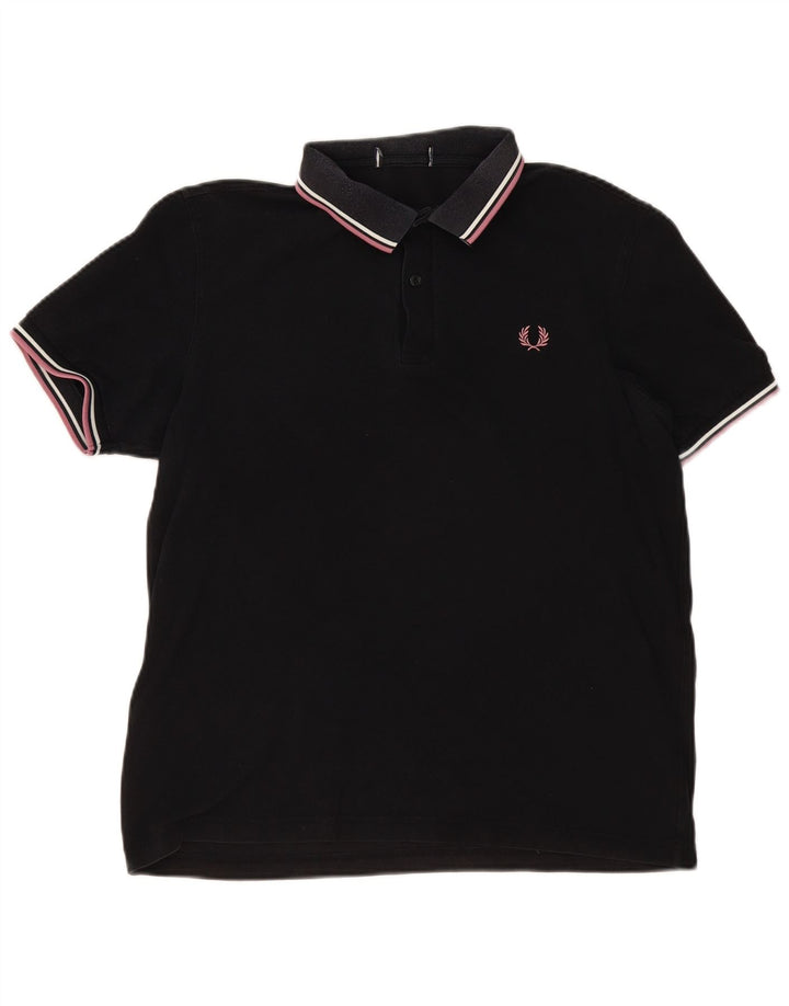 Camisa polo masculina Fred Perry de algodão preto médio