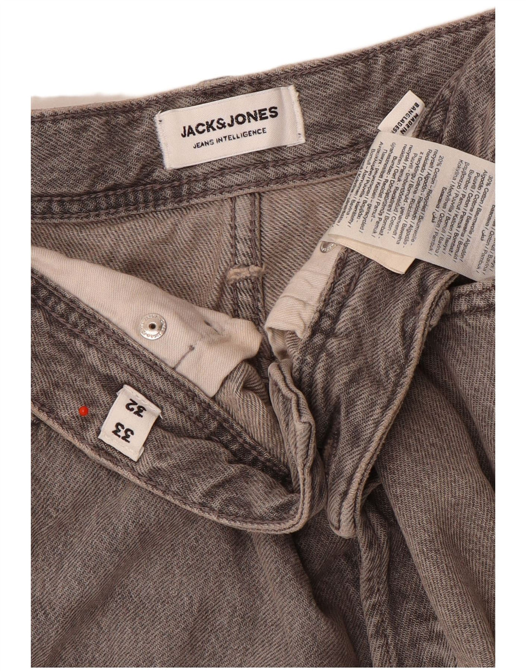 Jeans masculinos Jack & Jones Slim W33 L32 algodão cinza