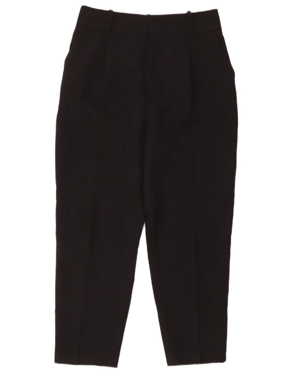 Zara Womens High Waist Tapered Chino Trousers Large W30 L27 Black Polyester