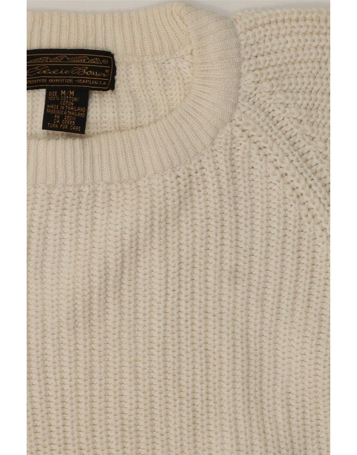 Suéter masculino Eddie Bauer com gola redonda, médio off white algodão clássico