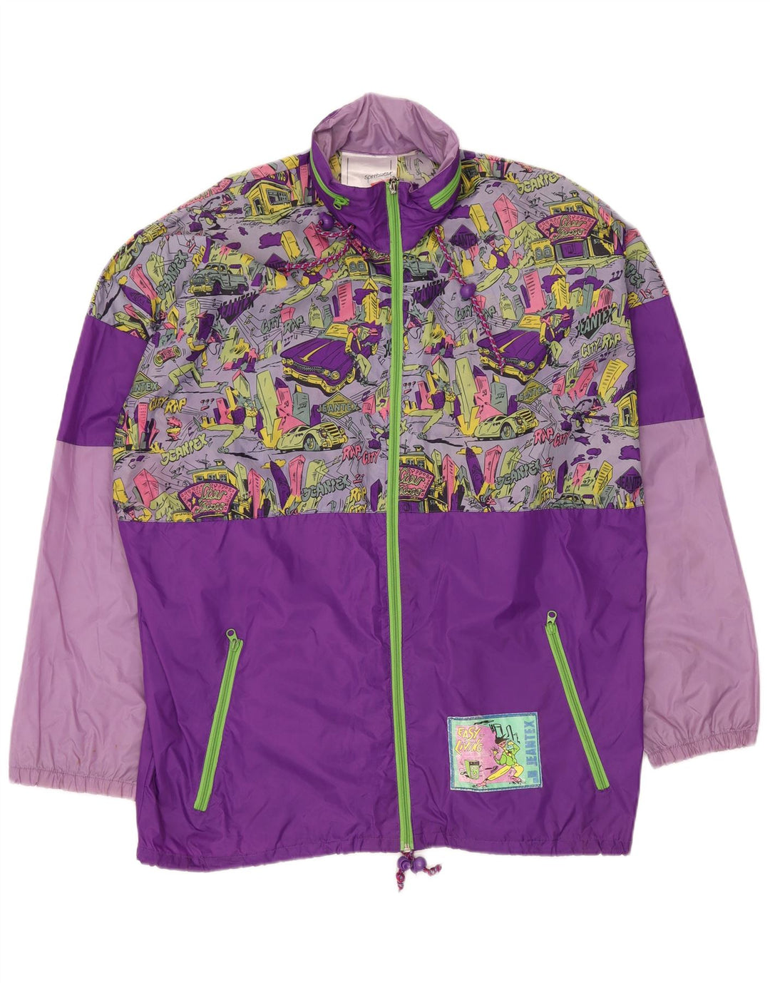 Jaqueta de chuva masculina J JEANTEX de ajuste solto Reino Unido 40 grande bloco colorido roxo