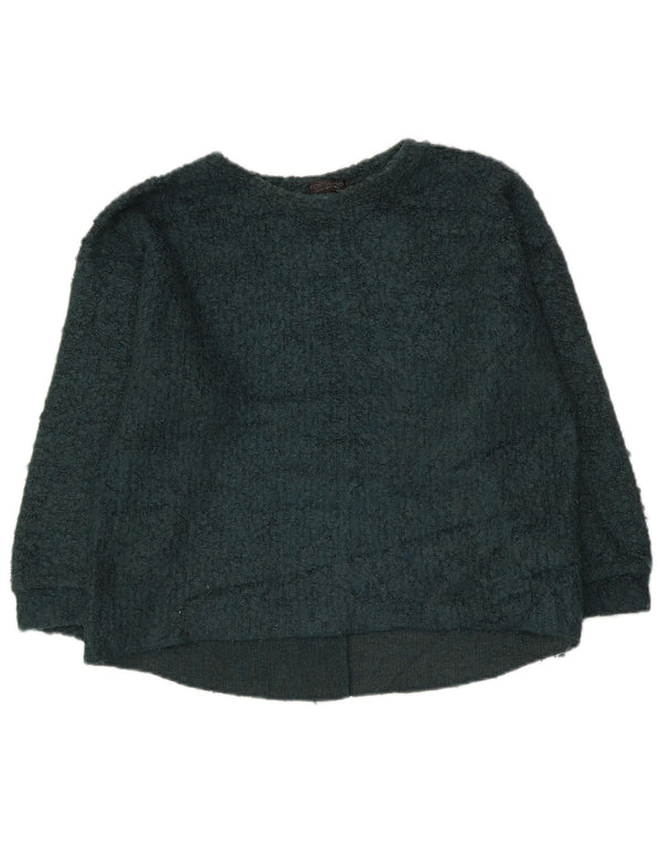 Suéter feminino Topshop manga 3/4 com gola canoa Reino Unido 8 pequeno acrílico verde