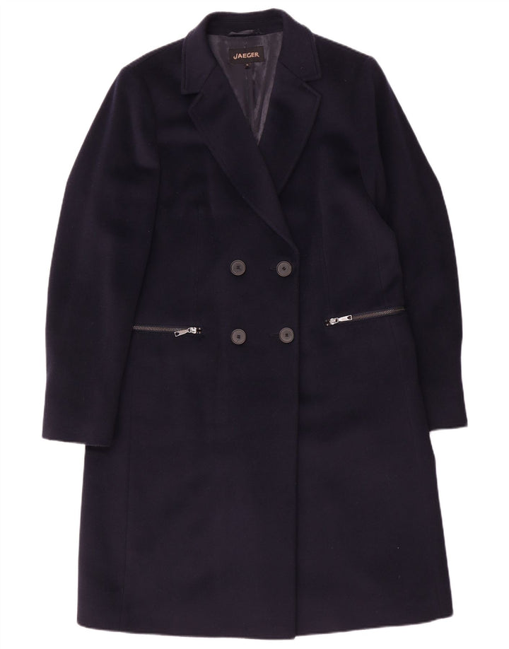 Jaeger Casaco feminino oversized com peito duplo Reino Unido 10 pequeno lã azul marinho