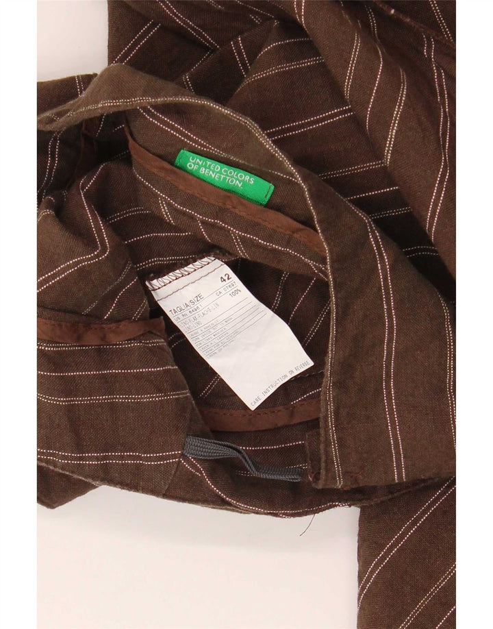 Saia assimétrica feminina Benetton IT 42 Médio W32 listrado marrom