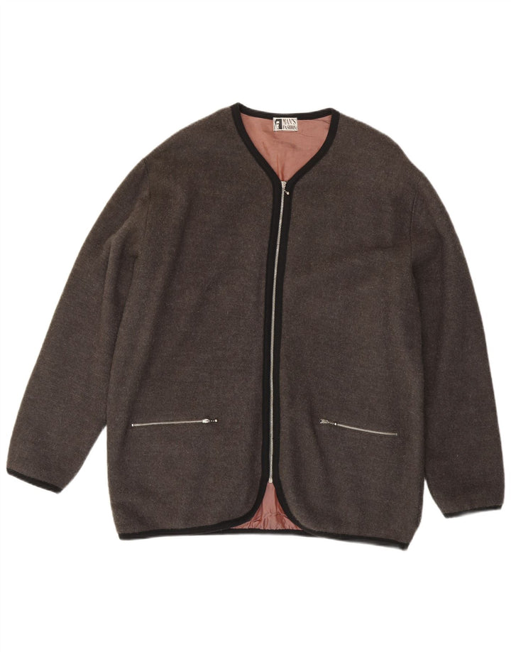 Suéter Cardigan Masculino Vintage XL Cinza Acrílico