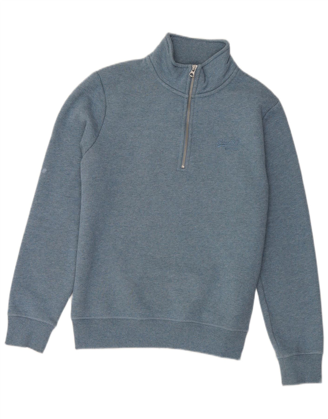 Suéter Superdry masculino com zíper e gola pequena azul algodão
