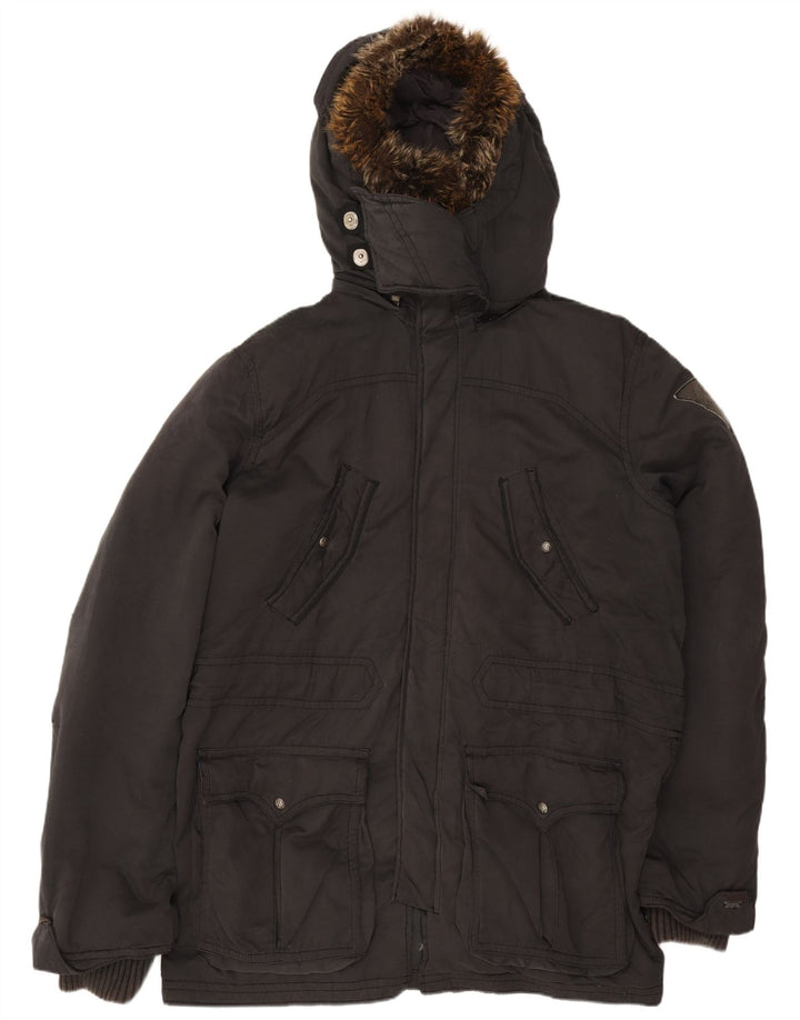 Jaqueta masculina acolchoada com capuz Levi's UK 42 XL poliéster preto