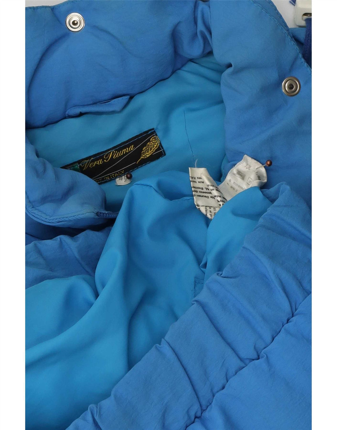 Jaqueta acolchoada feminina vintage IT 46 grande poliamida azul