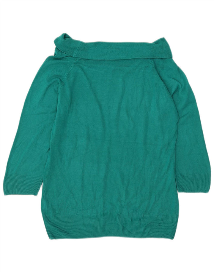 Suéter feminino Marks & Spencer com gola redonda Reino Unido 14 verde médio