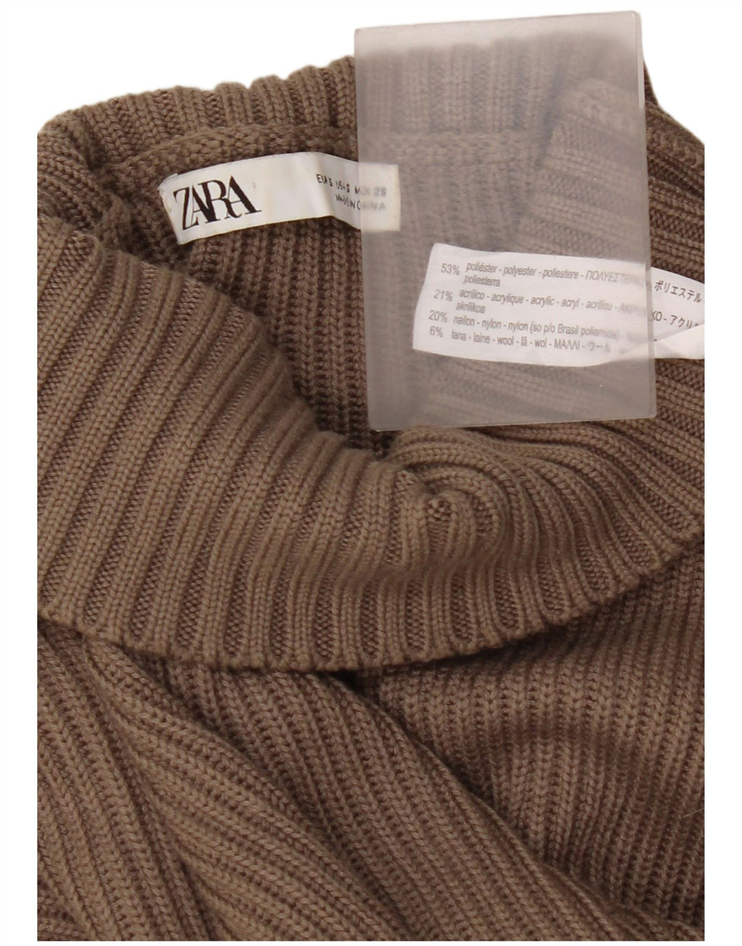 Zara Suéter feminino oversized com gola de tartaruga Reino Unido 10 pequeno marrom