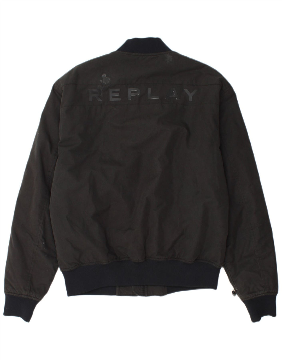 Jaqueta masculina Replay Graphic Bomber UK 38 algodão colorblock cinza médio