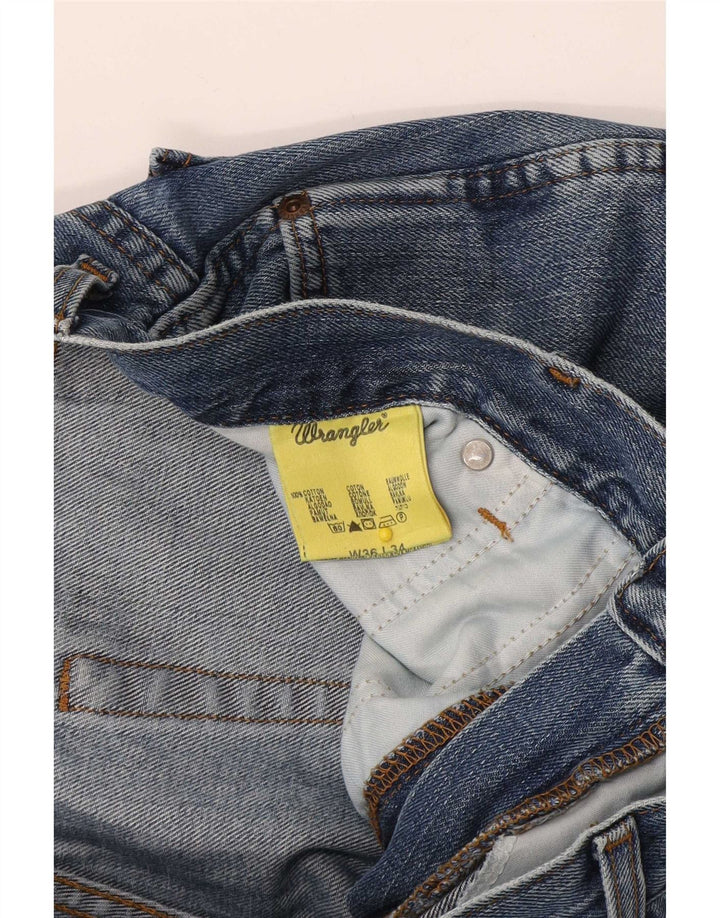 Wrangler Mens Straight Jeans W36 L34 Azul Algodão