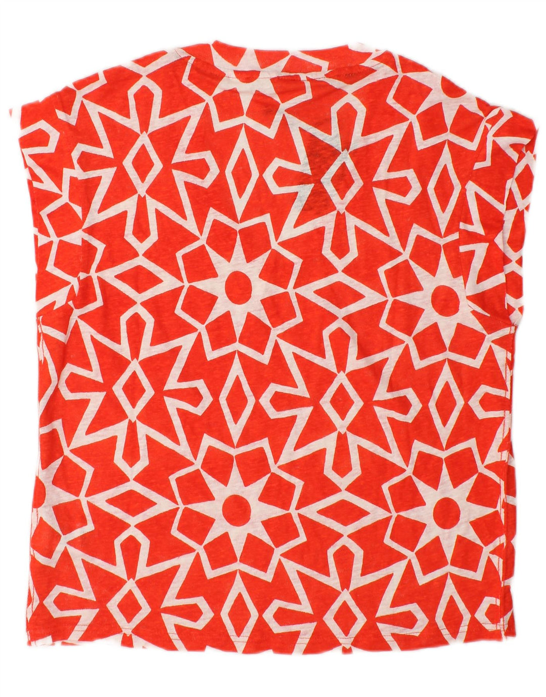 Blusa feminina White Stuff Top UK 12 linho geométrico vermelho médio