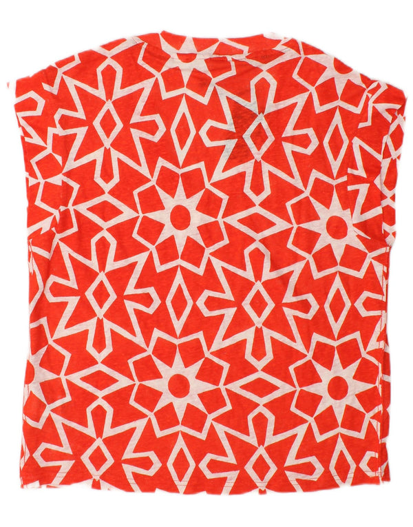 Blusa feminina White Stuff Top UK 12 linho geométrico vermelho médio
