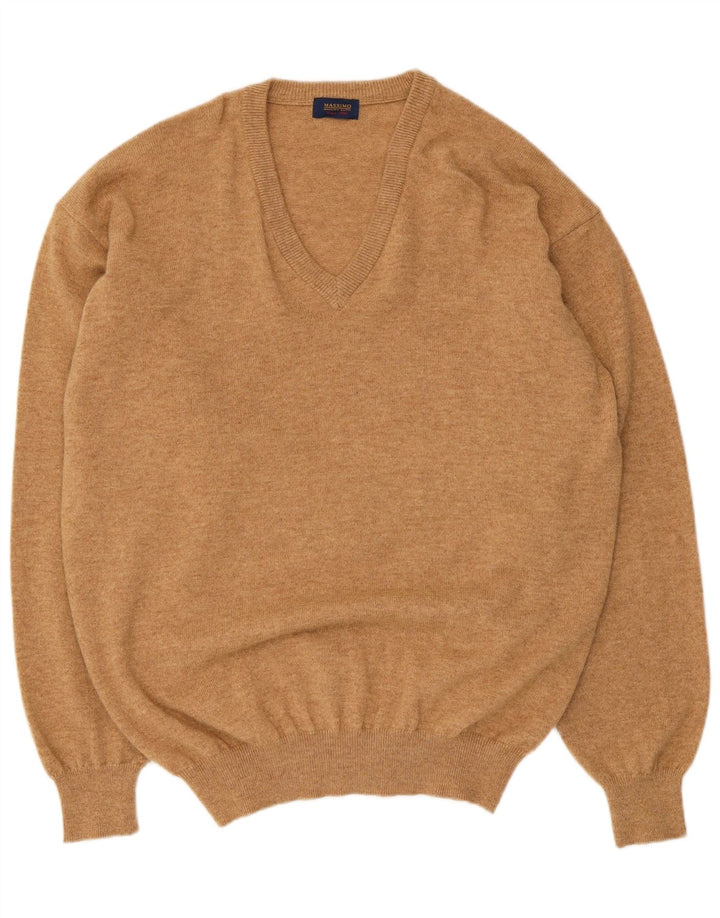 Suéter masculino Massimo Dutti com decote em V XL lã bege