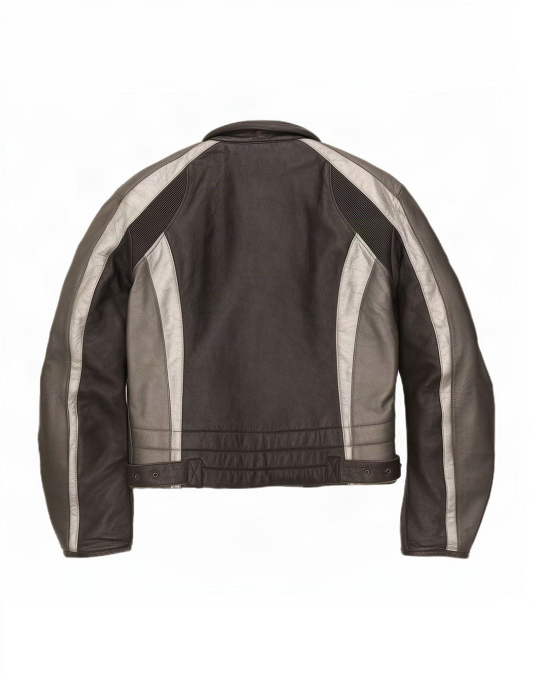 Jaqueta de couro masculina vintage IT 52 grande bloco colorido preto