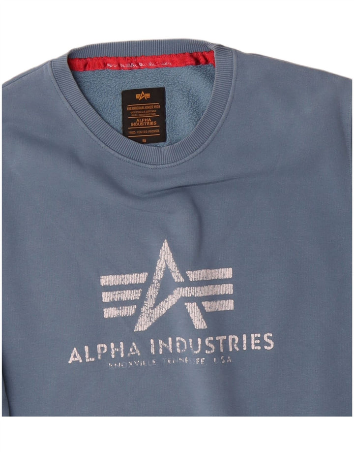 Alpha Industries Suéter gráfico masculino de algodão azul médio