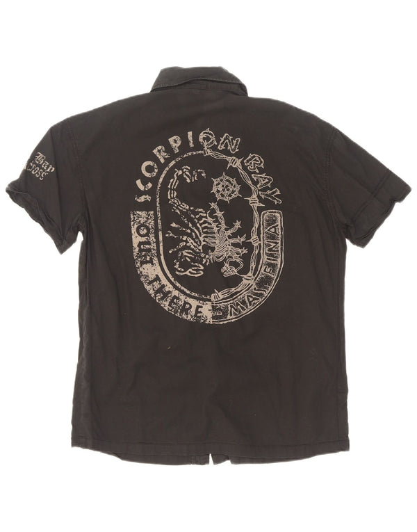 Camisa gráfica Scorpion Bay Boys de manga curta 11-12 anos 2XL algodão preto