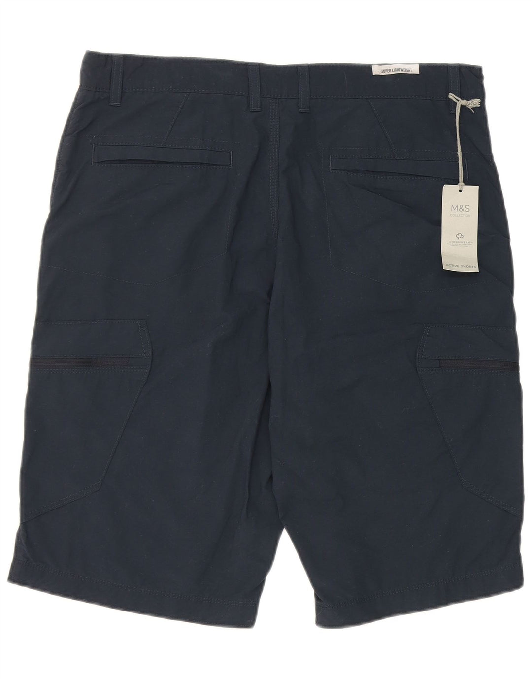 Calça cargo masculina Marks & Spencer W34 grande algodão azul marinho