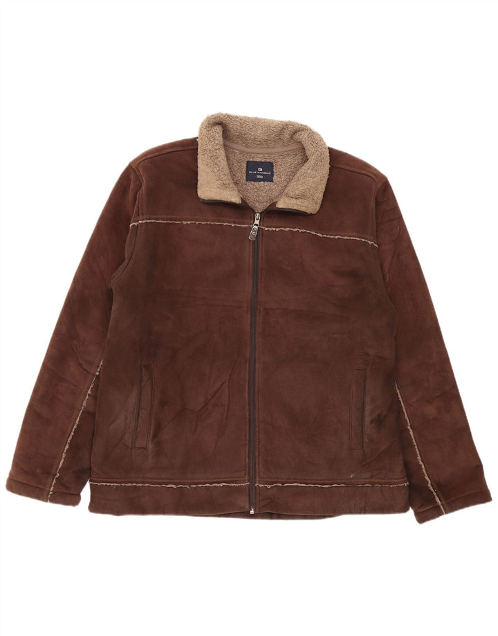 Jaqueta masculina Sherpa MARKS & SPENCER Reino Unido 41/43 grande poliéster marrom