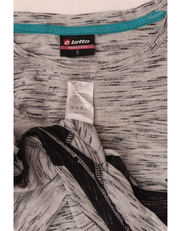 LOTTO Top gráfico feminino oversized manga comprida Reino Unido 10 pequeno cinza manchado