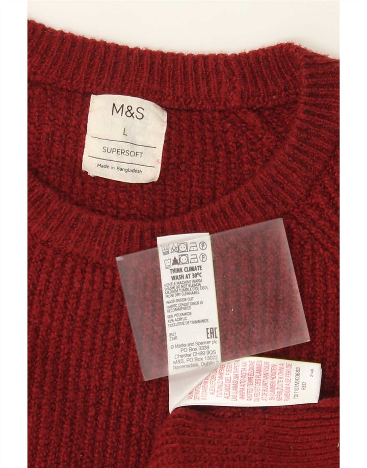 Suéter masculino Marks & Spencer com gola redonda, grande poliamida manchada de vermelho