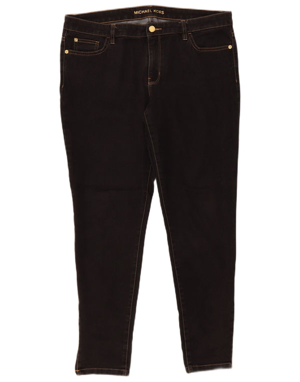 Calça jeans feminina Michael Kors US 12 grande W31 L31 algodão preto