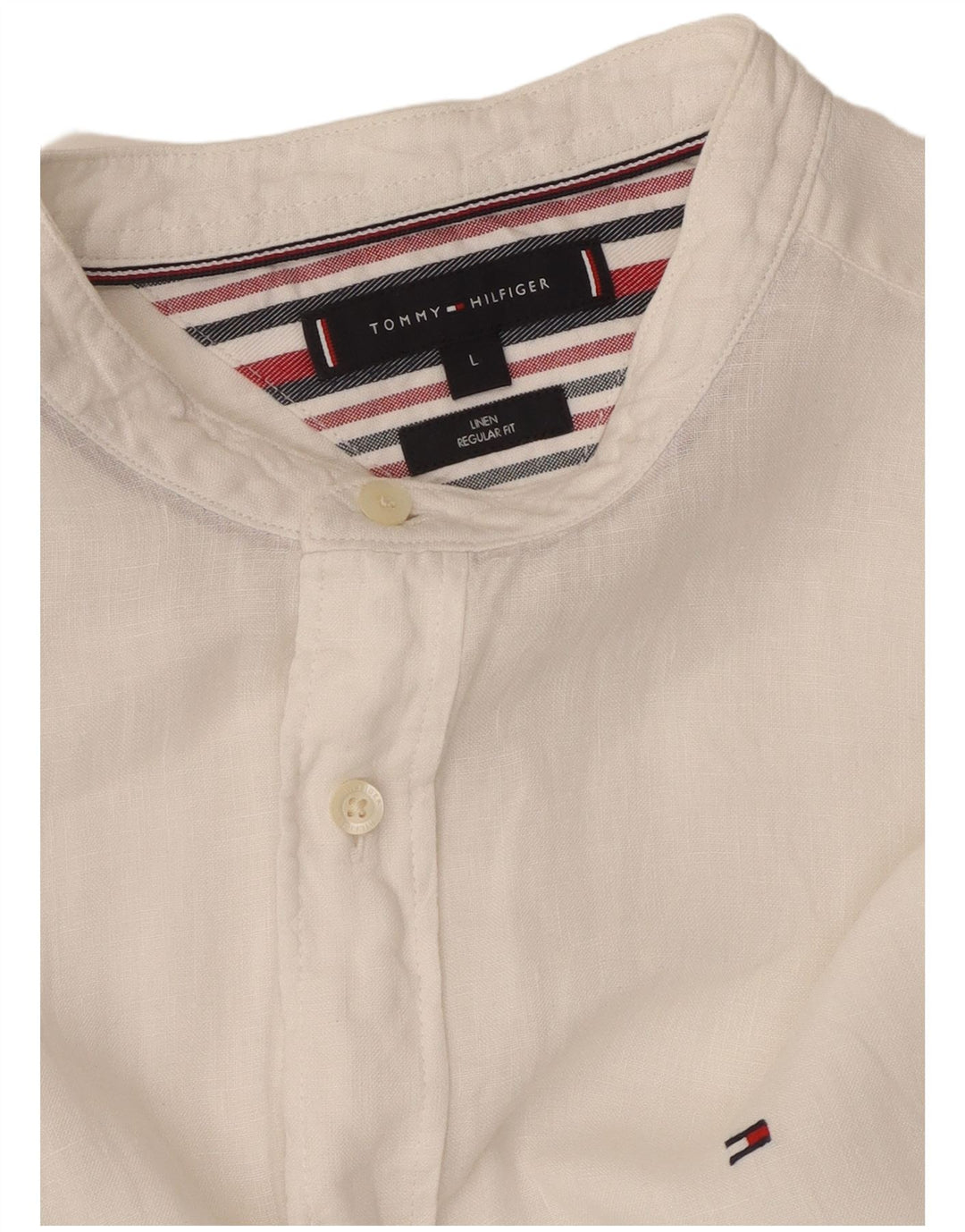 Camisa masculina TOMMY HILFIGER regular fit grande linho branco