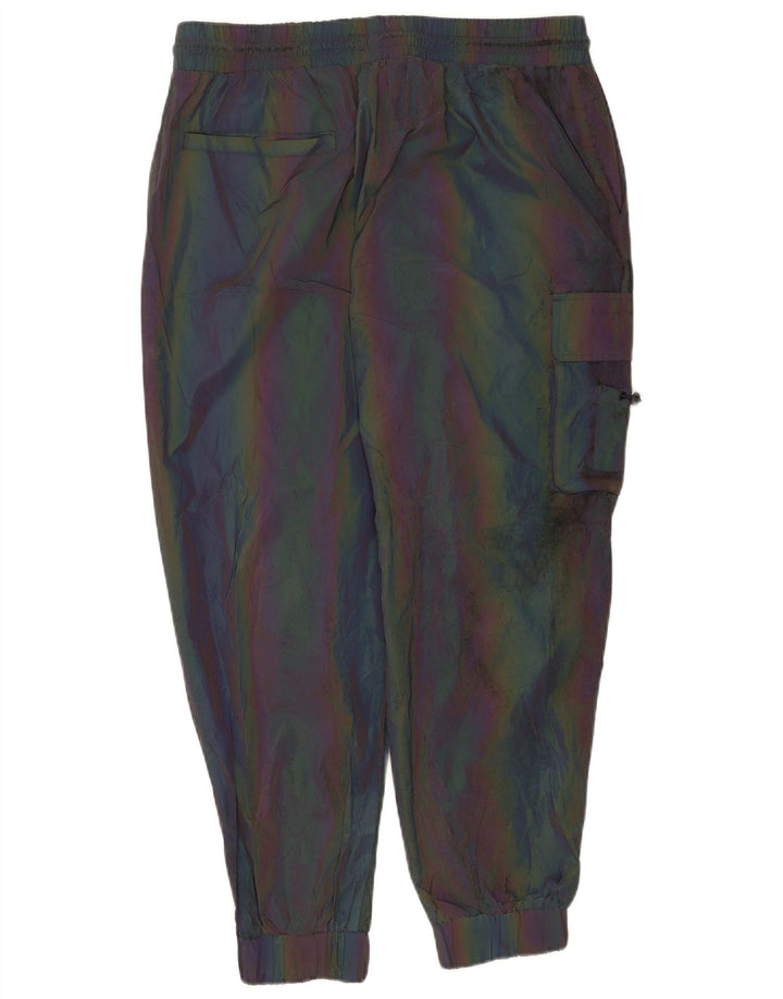 Zara Mens Joggers Cargo Calças XL W34 L26 Poliéster listrado multicolorido