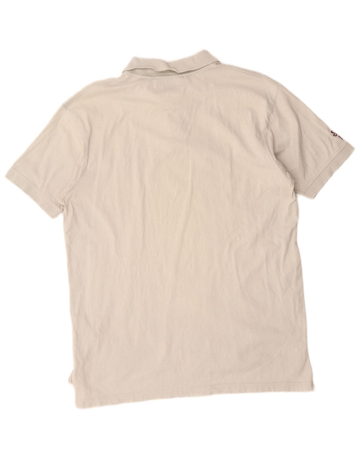 Camisa polo masculina Umbro gráfica grande algodão branco