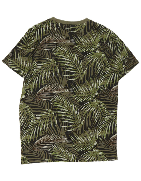 Camiseta masculina Jack & Jones Top pequeno de algodão floral verde