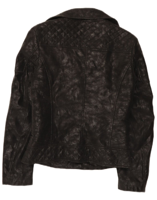 Guess Jaqueta feminina de couro sintético para motociclista UK 4 XS poliuretano preto