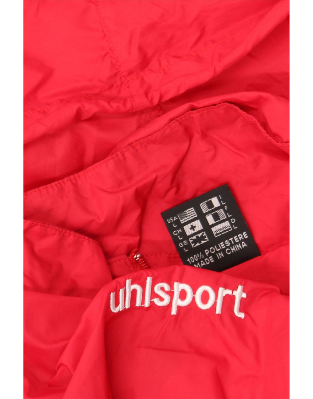 Jaqueta de chuva masculina com capuz Uhlsport UK 40 grande poliéster vermelho