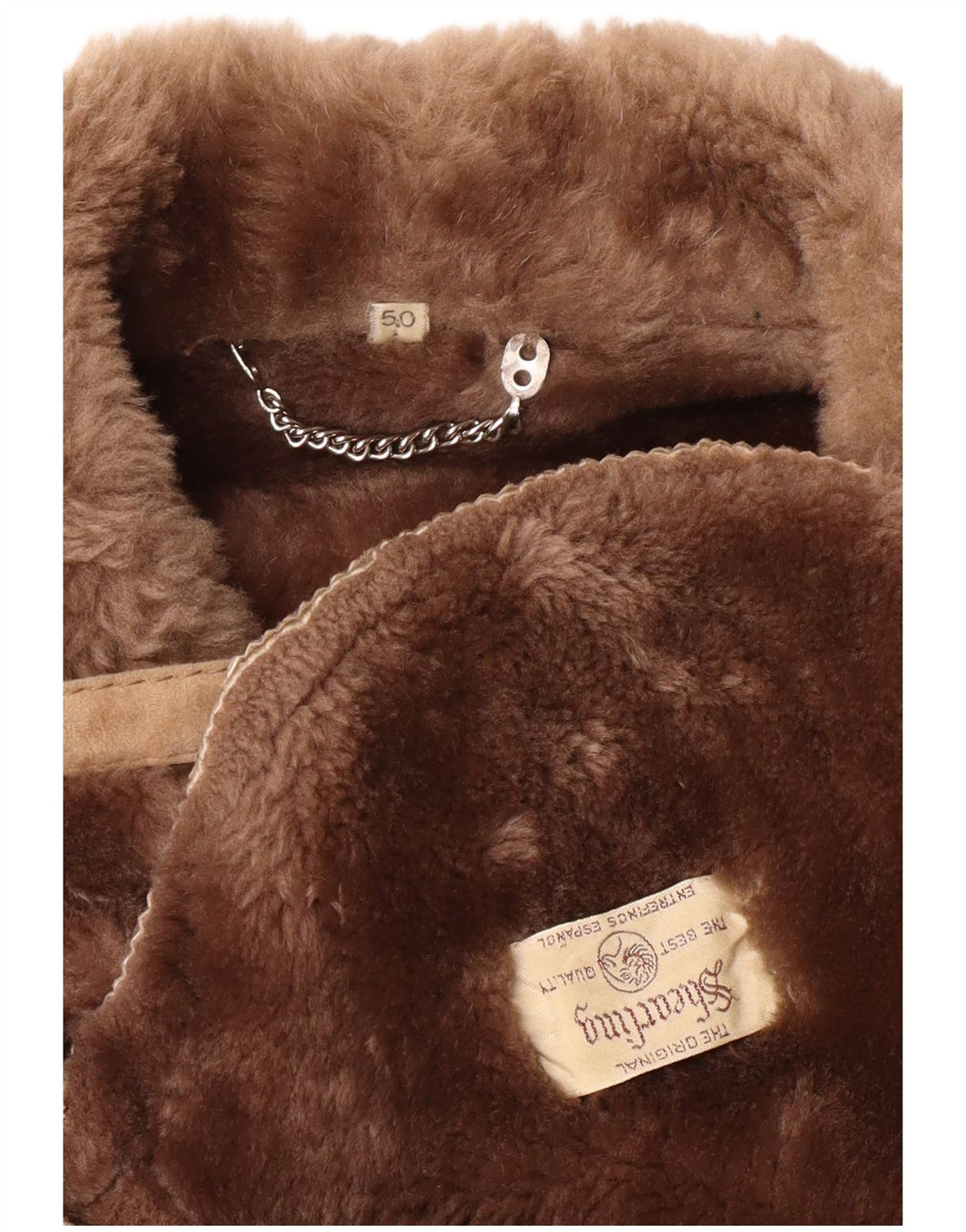 Jaqueta masculina VINTAGE Shearling IT 50 grande marrom shearling