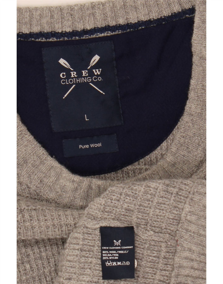 Crew Clothing Suéter masculino com gola redonda, lã cinza grande
