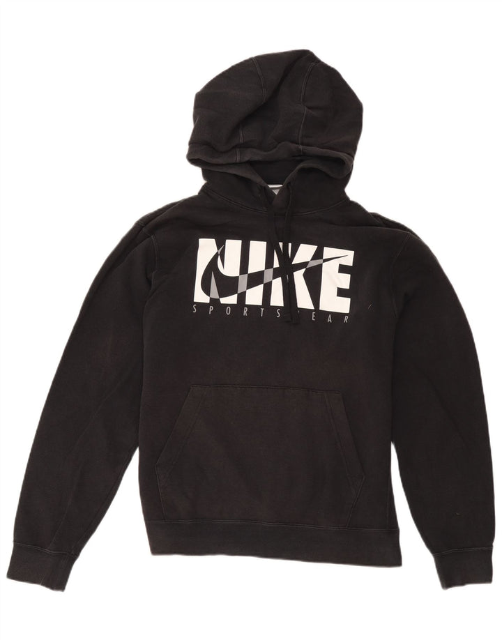 Nike masculino gráfico moletom com capuz médio algodão preto