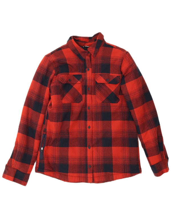 Camisa Wrangler feminina de flanela sherpa regular fit Reino Unido 6 XS algodão xadrez vermelho