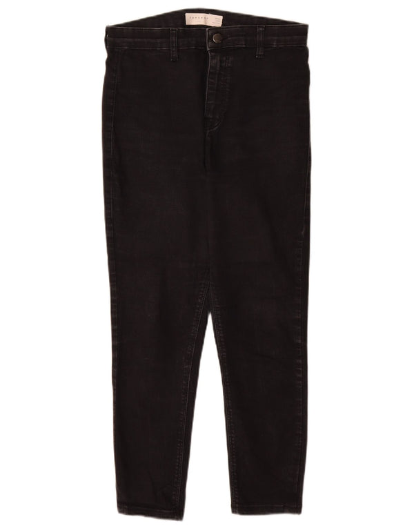 Topshop feminino Joni cortado jeans W30 L25 algodão preto