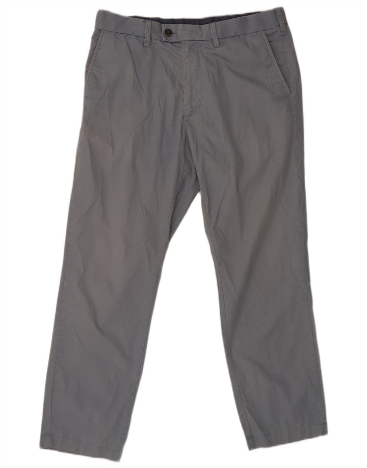 Calça masculina reta regular Marks & Spencer W34 L29 algodão azul