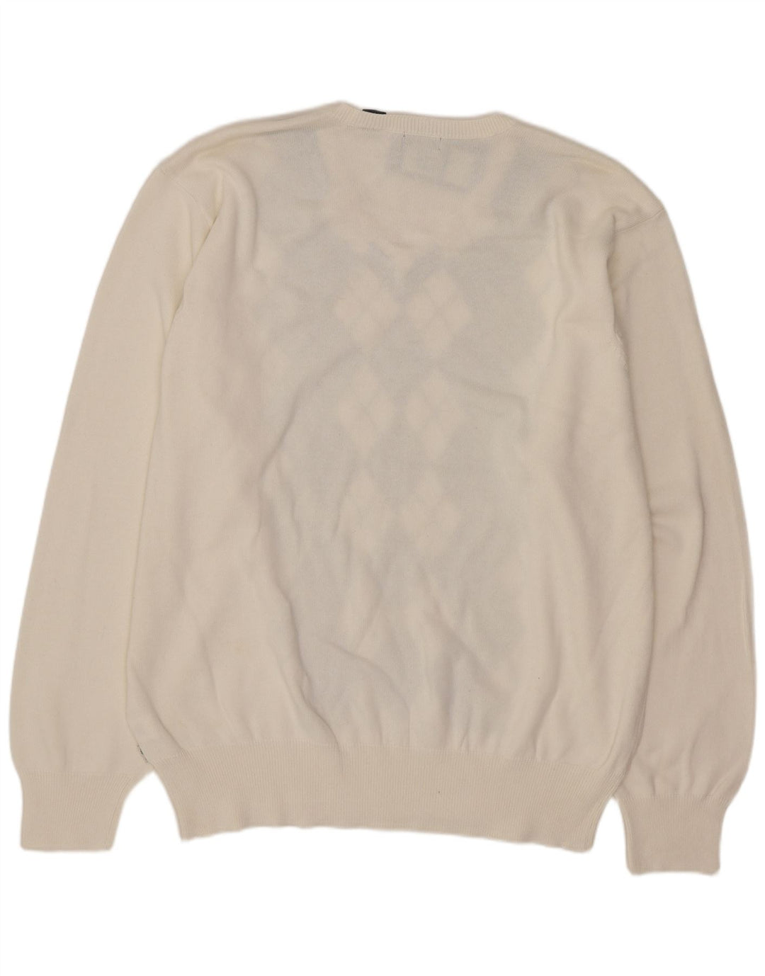 Suéter masculino Izod com decote em V XL branco Argyle/algodão diamante