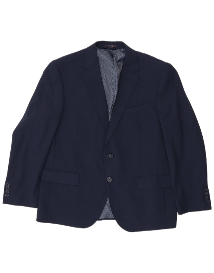Jaqueta blazer masculina de 2 botões Marks & Spencer Reino Unido 44 2XL lã azul marinho