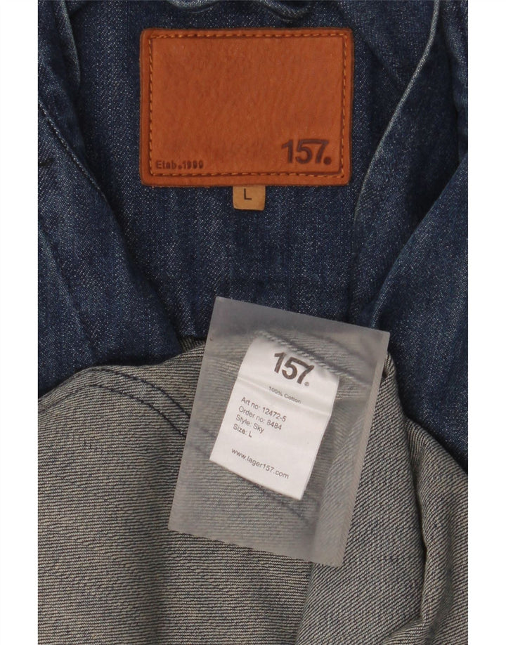 Jaqueta blazer masculina Lager 157 jeans com 5 botões Reino Unido 40 algodão azul grande
