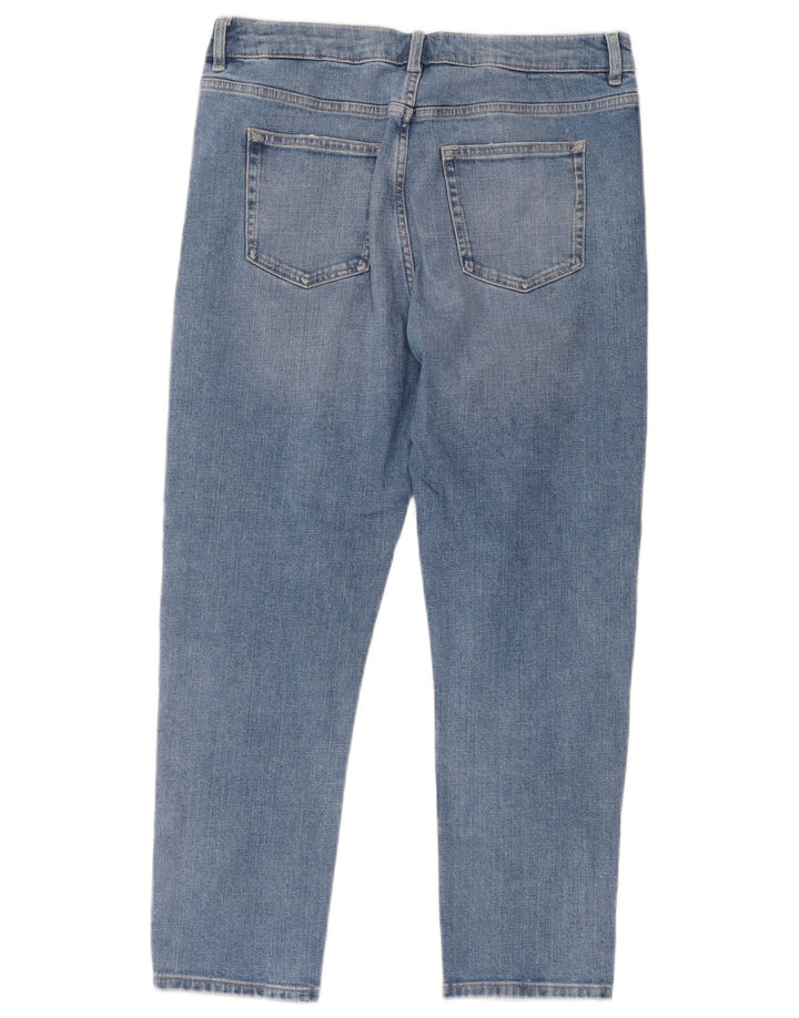 Calça jeans feminina Marks & Spencer com ajuste relaxado UK 12 médio W32 L26 azul