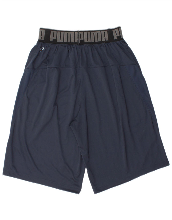 Shorts esportivos masculinos Puma pequenos poliéster azul marinho