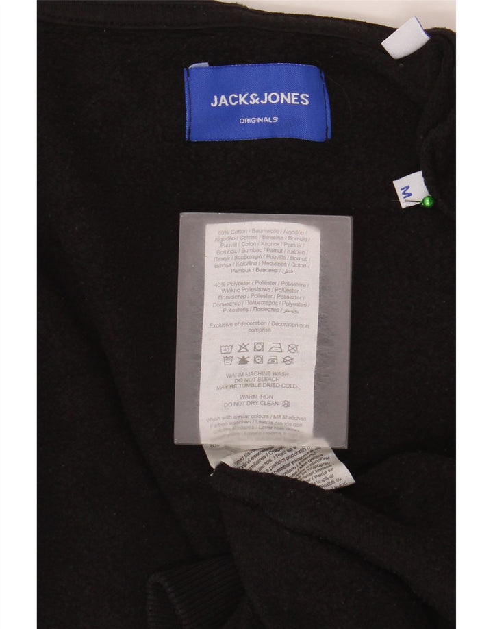 Jack & Jones moletom com capuz gráfico masculino médio algodão preto