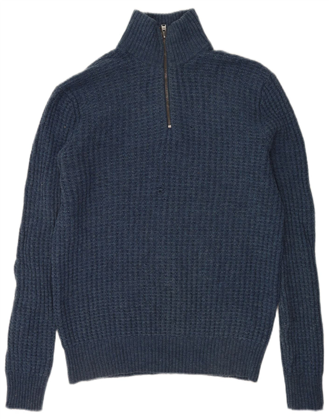 Suéter masculino Gap com zíper e gola em lã de cordeiro azul pequeno