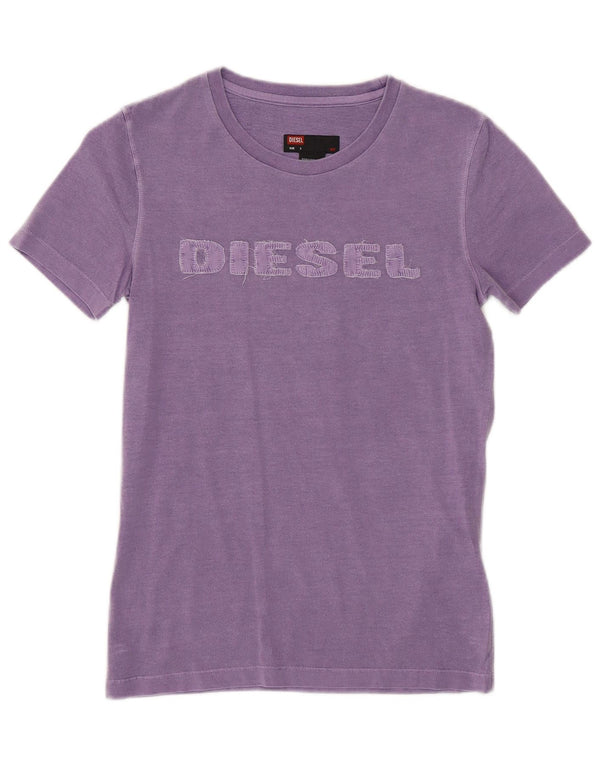Camiseta feminina gráfica DIESEL UK 10 algodão roxo pequeno