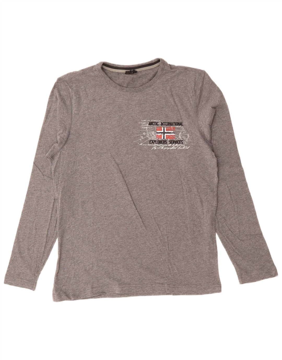 Top gráfico masculino NAPAPIJRI manga comprida cinza médio